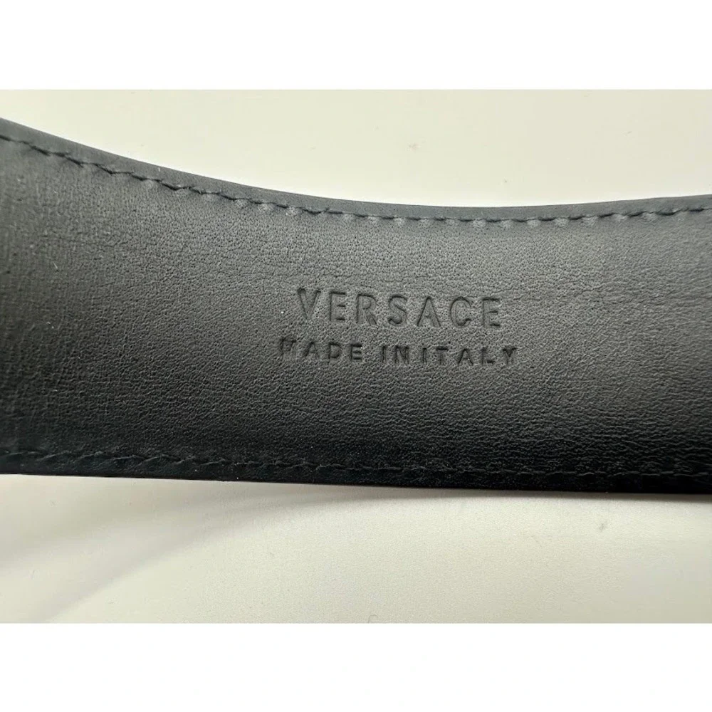 Versace Medusa Head Greek Key Oval Buckle Burgundy Leather Belt DCU‎ 4409 90/36
